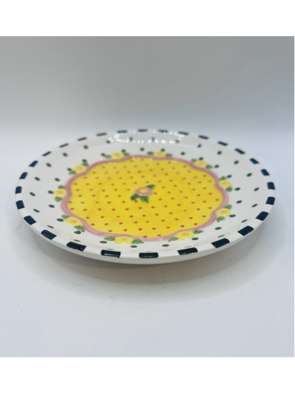 VTG Mary Engelbreit Michel & Co. 2001 ME Ink Saucer Plate Rhapsody Yellow Floral